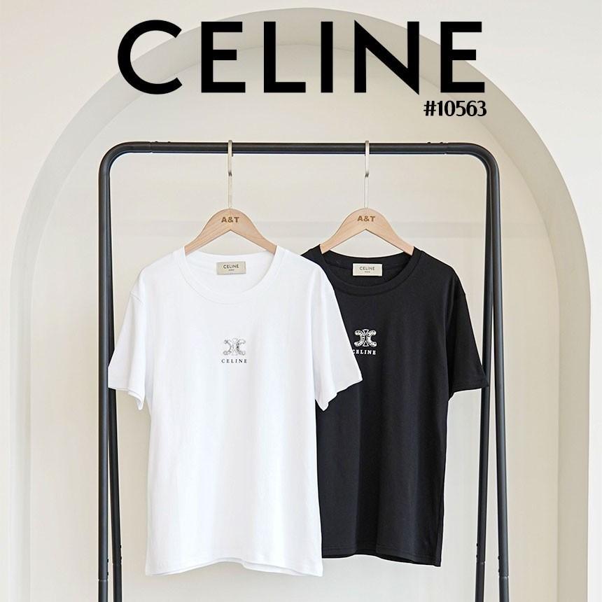 [국내배송][반품가능] 셀린느 CELINE 여성 은장큐빅 로고 라운드티셔츠 2color
