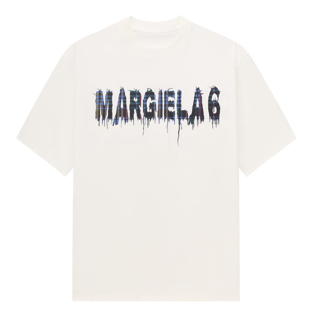 [국내배송] 마르지엘라 MARGIELA 체크 로고 티셔츠 화이트